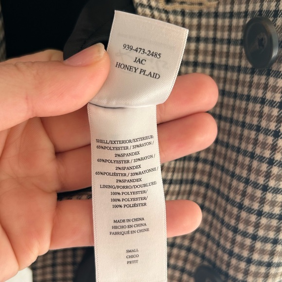 RAILS JAC BLAZER HONEY PLAID Houndstooth Double breasted  Blazer checkers Sz S - Picture 12 of 16